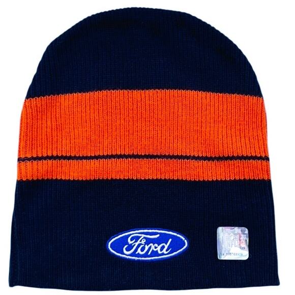 NWT ~ FORD MOTOR CO. & DENVER BRONCOS FOOTBALL Logo Beanie Winter Unisex Ski Hat - Picture 2 of 3